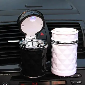 Nešiojamų LED Šviesos Automobilio Peleninę Universalus Cigarečių Cilindrų Turėtojas Automobilių Reikmenys Juoda Balta Cigarečių Cilindrų Turėtojas