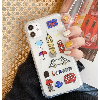 Niujorke, Londone, Paryžiuje Seulas Raštuotas Atveju Iphone, 11 Pro Max Xr 8 7 Plus Xs Max X Atveju Skaidrus, Minkštos TPU Galinį Dangtelį Coque