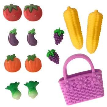 NK 13 Vnt/Set Lėlės Priedai Miniatiūriniai Apsimesti, Žaislas, Žaisti Mini Maistą, daugiau Vaisių Ir Daržovių, Krepšiai Barbie Lėlės 