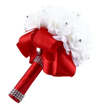 Nulis Kristalų Rožės Pearl Bridesmaid, Vestuvių Nuotakos Puokštė Dirbtinio Šilko Gėlės
