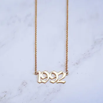 Nuo 1985 m. Iki 2020 M. Gimimo Data, Numeris Karoliai Moterų Boho Papuošalai iš Nerūdijančio Plieno Rose Gold Laišką Metų Karoliai Collier Femme bff