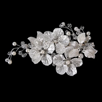 Nuotakos Crystal Pearl Gėlių Plaukų Įrašą Gėlių Stilius Žiburių Nuotaka Plaukų Papuošalai Bridesmaid, Vestuvių Plaukų Aksesuarai
