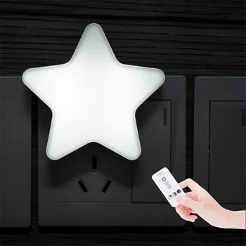 Nuotolinio valdymo pultelis Mielas Star LED Plug-in Naktį Šviesos AC110-220V Šviesos Jutiklis Kontrolės Naktiniai Sienos Lempos Kūdikis Miega Šviesos