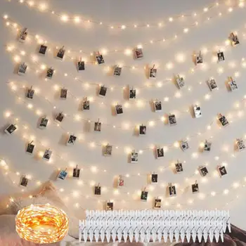 Nuotrauka Įrašą String Žibintai, Baterija Maitinamas Kambario Apdaila Pasakų String Šviesos Kabinti Nuotraukas Korteles Šalies Kalėdų Dekoro