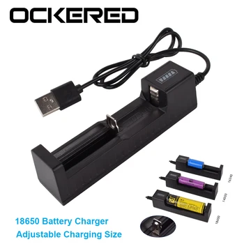 OCKERED Universaliųjų 1 lizdas Baterija USB Įkroviklis adapteris LED Smart Chargering už Įkraunamas Akumuliatorius Li-ion 18650 26650 14500