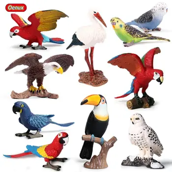 Oenux Originalus Laukinių Gyvūnų, Paukščių Rojus Flamingas Macaw Jūros Kiras Pelican Pelėda Tukanas Figūrėlės PVC Veiksmų Skaičius, Miniatiūriniai Žaislas