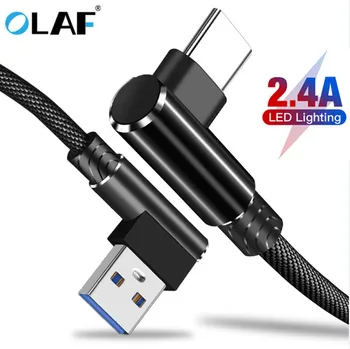 OLAF 1m 2m 3m 90 Laipsnių Alkūnė Greitai Įkrauti USB C Tipo Kabelis Huawei 30 P20 USB C Kabelio 