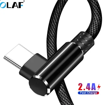 OLAF 1m 2m 3m 90 Laipsnių Alkūnė Greitai Įkrauti USB C Tipo Kabelis Huawei 30 P20 USB C Kabelio 