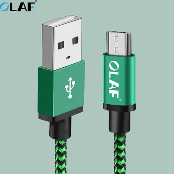Olaf Micro USB Kabelis 2M 3m Nailono Tinklelio Greito Įkrovimo Duomenų Įkroviklio Laidą 
