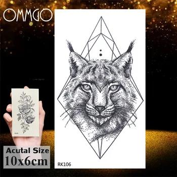 OMMGO Geometrinis Katė Linijos Laikinos Tatuiruotės Lipdukas Diamond Black Mažas Pasirinktinį Tatuiruotė 