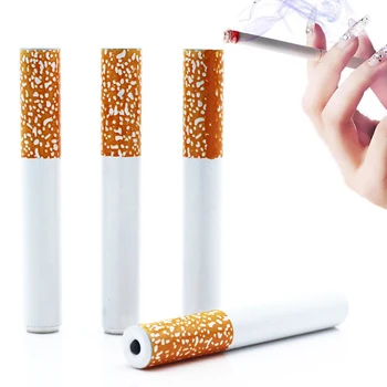 One Hitter Cigarette Shape Smoking 78mm 1pc New Metal Aluminum Tobacco Pipe Portable Pipe 2020 Small Pocket Dugout