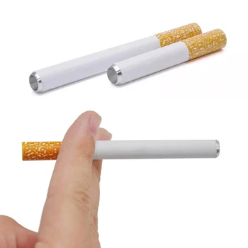 One Hitter Cigarette Shape Smoking 78mm 1pc New Metal Aluminum Tobacco Pipe Portable Pipe 2020 Small Pocket Dugout
