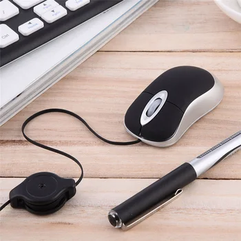 Optinė Mini Ištraukiama Pelės, Nešiojamų Mini USB Laidinė Pelė Ergonomikos Namų Biuro Pelėms PC Nešiojamas Kompiuteris