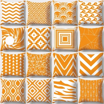Oranžinė Geometrinis Modelis Dekoratyvinės Pagalvėlės Užvalkalas Poliesterio, Pagalvėlė Apima, Mesti Pagalvės, Sofos, Apdailos Pillowcover 40923