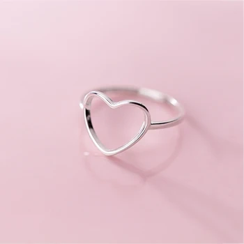 Originali 925 Sterlingas Sidabro Minimalistinio Žiedas Moterims Vestuvių Tuščiaviduriai Širdies bižuterijos Mielas Valentino Diena Dovana