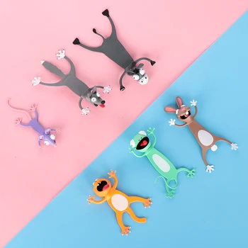 Originalus Cute Kačių Žymą 3D Stereo Animacinių filmų Žymeklis Gyvūnų Žymos PVC Medžiagos, Juokinga Žymą Studentų Mokyklos Raštinės reikmenys Dovana
