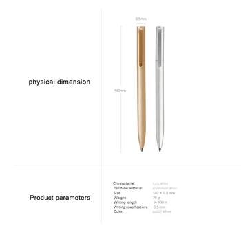 Originalus Xiaomi Metalo Pasirašyti Rašikliai Mokyklos raštinės reikmenys tušinukas PREMEC 0,5 mm Šveicarija Japonija Juoda Papildymo Pasirašymo Rašikliai