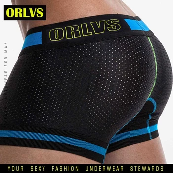 ORLVS Prekės Seksualus Vyrų Boksininkų Vyrų Apatiniai Kietas Šortai Quick Dry Cueca Tanga Akių Šortai, apatinės Kelnės Sleepwear Kvėpuojantis