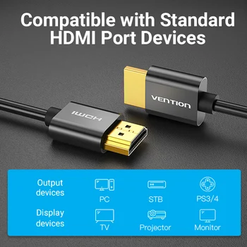 Paj HDMI Kabelis 4K Plonas Kabelis, HDMI į HDMI Kabelis, 2.0 Garso Kabelis Xiaomi HDTV TV Box Projektorius jungiklis PS4/3 Laidas HDMI 4K