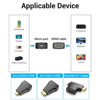 Paj Micro HDMI Adapteris 1080P Micro HDMI Male HDMI Moterų Konverteris Type D HDMI Adapter PS4 Kamera HDTV Mini HDMI