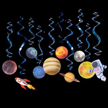 Pakuotėje yra 10 Saulės Sistemą Kabinti Swirls Planetos Swirls Kosmoso Dekoro Vaikams Gimtadienio Baby Shower Kosmosą Astronautas Šalis
