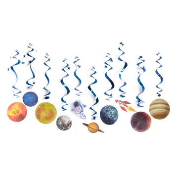 Pakuotėje yra 10 Saulės Sistemą Kabinti Swirls Planetos Swirls Kosmoso Dekoro Vaikams Gimtadienio Baby Shower Kosmosą Astronautas Šalis