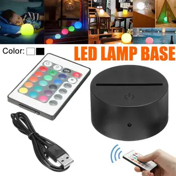 Palieskite Perjungti Modern Black USB Kabelis Nuotolinio Valdymo Naktį Šviesos Akrilo 3D Led Naktį Lempos Surinkti Bazės