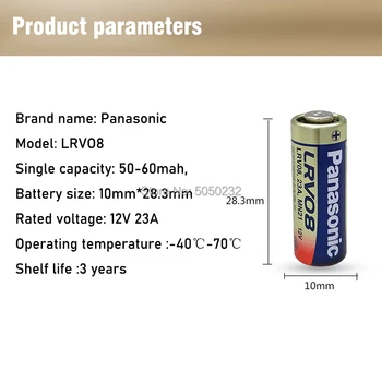 Panasonic 2vnt/daug 23A Baterijos, 12V Signalizacija-Nuotolinis Pirminės Sausas Šarminės Baterijos 21/23 23GA A23 A-23 GP23A RV08 LRV08 E23A V23GA