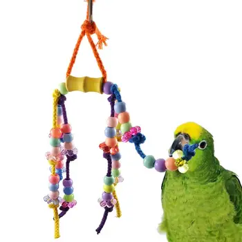 Papūga Žaislas Naminių Paukščių Kramtyti Virvę Juokinga Bite Atsparus Spalvinga Virvę Kūrybos Interaktyvus Paukštis Narve Žaislas Paukščiui Žaislas Letena Šlifavimo Paukštis