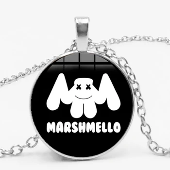 Pareiškimas Mados DJ Marshmello Karoliai Kūrybos Įdomus Animaciją Stiklo Cabochon Pakabukas Ilgi Karoliai Rokas Hip-Hop Muzikos Gerbėjas Dovana