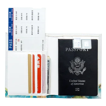 Pasaulio žemėlapyje Spalvų maišymo sagtis unisex paso viršelis su kelionės Pastatytas RDA Blokavimo Apsaugoti asmeninę informaciją