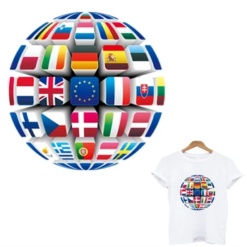 Pasaulio žemėlapyje vėliavos pleistras drabužis, lipdukai, juostelės drabužių geležies pleistrai lyginimo programos, skirtos drabužių t-shirt aplikacijos