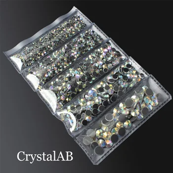Pataisų Cirkonio 2000pcs Sumaišykite Dydis Aukštos Kokybės Blizga Crystal AB kristalai Masės Akmens Klijai Atgal Geležies Cirkonio Aprengti