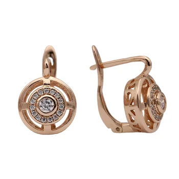 PATAYA Nauja siunta Tuščiaviduriai Auskarai Moterų Mados Tekstūros Mielas Fine Jewelry 585 Rose Gold Gražus, Išraižytas Gamtos Cirkonis Auskarai
