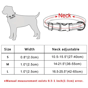 Patvarus Šunų Antkaklis Nemokamas Graviravimas Asmeninį Reguliuojamas Nailono Šunys ID XS-L šviesą Atspindinčios Medžiagos