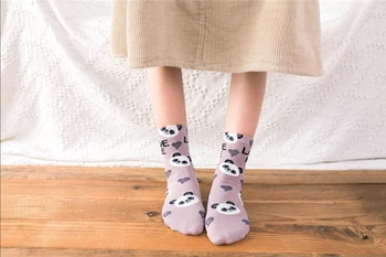 Pavasario cute girl animacinių filmų mažylis medvilnės kojinės mane myli žakardo vamzdis kojinės korėjos retro riedlentė moterų kojinės panda