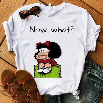 PAZ Mafalda ar QUIERO Kavinė Spausdinti Moterų Naujus sportinius marškinėlius, Harajuku Moterų TShirts Drabužių Camisas Mujer merginos top tee