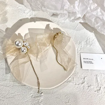 Pearl bowknot juostelės ilgai kutas auskarai moterų 2020 m. pareiškimą earings bižuterijos