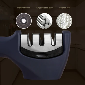Peilis Drožtukas 3 Etapais Profesinės Virtuvės Galandimo Akmens Smulkinimo peiliai Whetstone Volframo Diamond Keramikos Drožtukas Įrankis