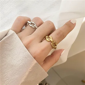 Peri'sBox Aukso Sidabro Spalvos Multi Nuorodą Nereguliarus Stambusis Žiedai, Grandinės Geometrinis Žiedai Moterims Minimalistinio Žiedai 2019 Naujų Papuošalų