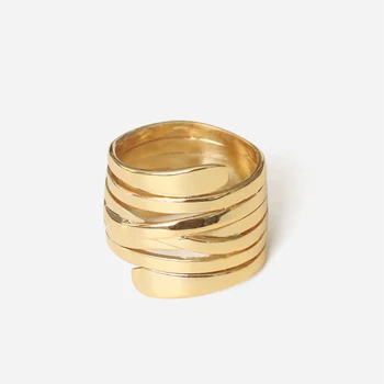 Peri'sBox Kelių Sluoksnių Apvyniotas Spiralės Geometrinis Žiedai iš Žalvario, Aukso Žiedus Moterims Ratas Poliruoti Pareiškimą Žiedai 2019 Mados