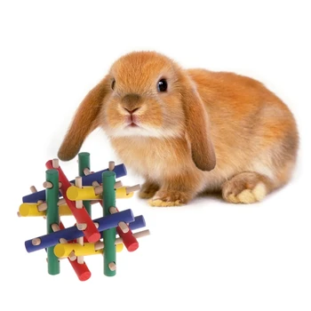 Pet Žaislas Spalvinga Medienos Saugos Mazgas Nibbler Kramtyti Bite Dėl Triušio Gyvūnų Vaikas Suaugusieji