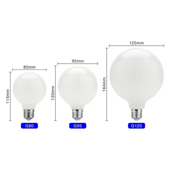 Pieninio Stiklo Lemputė E27 5W Edison LED Lemputės G80 G95 G125 220V-240V Pasaulyje Kamuolys Lemputė Šalta/Šilta Balta Lampada LED Lempos