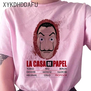 Pinigų Heist La Casa De Papel Marškinėliai Moterims Vasaros Pink House Popieriaus T-shirt Gotikos Moterų Top Tee Marškinėlius Grafinis Bella Ciao