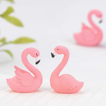 Pink Flamingo Miniatiūrinės Statulėlės Mielas Paukštis, Pasakos Sodo Dekoro Micro Kraštovaizdžio Sultingi Rankų Darbo Amatų Dovana Pultelio Priedu
