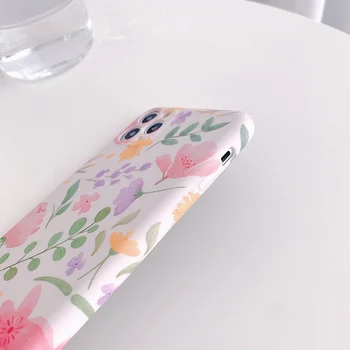 Pink gėlių modelio Telefono dėklas skirtas iphone 11 11Pro XR X XS Max SE 7 8 Plus Matte minkšto silikono tpu case cover 