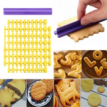 Plastikiniai arabų skaičių sausainių pelėsių Abėcėlės raidę, paspauskite pelėsių nustatyti, Minkštas pyragas apdaila slapukus cutter bakeware konditerijos įrankiai
