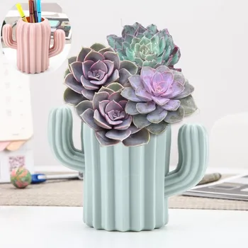 Plastikinės Vazos, Namų Puošybai Anti-keramikos Kaktusas Gėlių Vazonas Už Kambarį Dekoro Neperleidžiama Kūrybos Rašiklio Laikiklis Cachepot