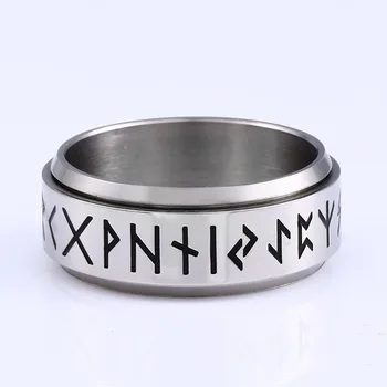 Plieno kareivis sukasi viking rune žiedas, nerūdijančio plieno, vyrai šiaurės mitas religinių juvelyrikos