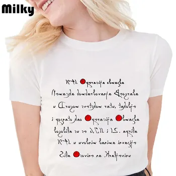 Plunksnų T Marškinėliai Moterims tai LeviOsa ne LeviosA Laiškas spausdinti Juokingi grafikos tees moterų Mados Minkštas Atsitiktinis White T marškinėliai Topai